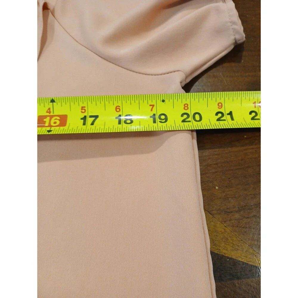 Shilla Womens Play Short Sleeve Round Neck Ruffle Blouse Orange Size XS/S Peach